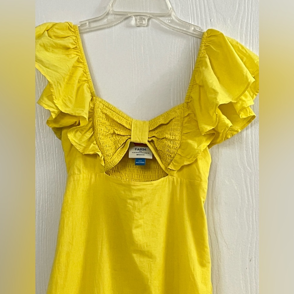 FARM Rio Yellow Ruffle Midi Dress with Bow - Picture 7 of 13